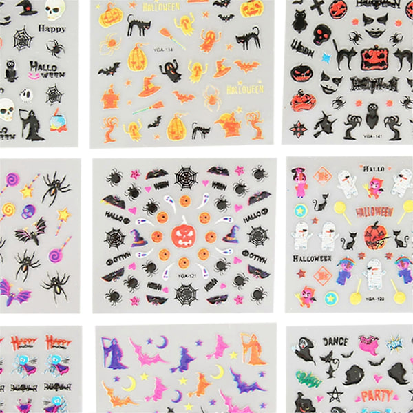 24 st Halloween Nagelkonst Stickers Självhäftande DIY Nagelkonst Dekaler Manikyrdekorationer