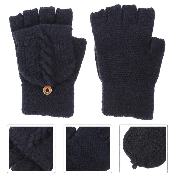 1 Par Fingerlösa Vantar Kvinnor Varma Stickade Vantar Klaff Vantar Halvfinger Vantar