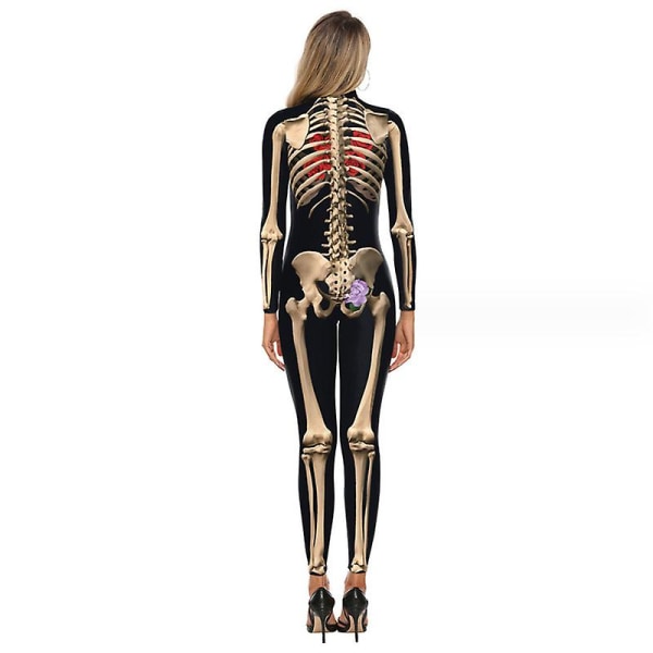 Naisten 3D Skeleton Halloween-asut Cosplay Jumpsuit Bodysuit style 1 XL