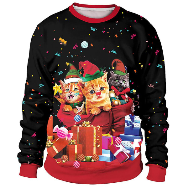 Par Jul 3d Nyhet Print Sweatshirt Casual Långärmad Pullover Jumper Kvinnor Män Xmas Party Ugly Roliga Toppar style 4 2XL