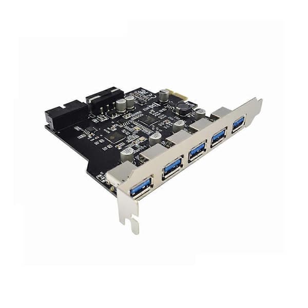7 Porte PCI-E til 5 USB 3.0 Udvidelseskort med 19-Pin SATA Strømstik
