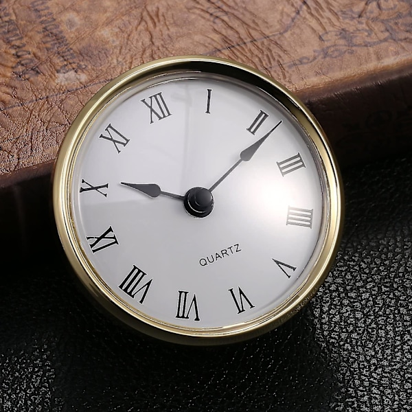 3-1/8 tommer (80 mm) Quartz ur isætning/indsats med romertal, Quartz urværk (guld kant)