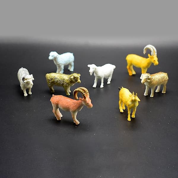 8 st Mini Simulations Get Får Djurmodell Leksaksfigur Heminredning