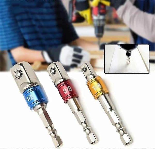 Bdhi 1/4\" 3/8\" 1/2\" Hex Shank Socket Adapter Utvidet Slag Elektrisk Drill Bit Verktøy(d01-3)