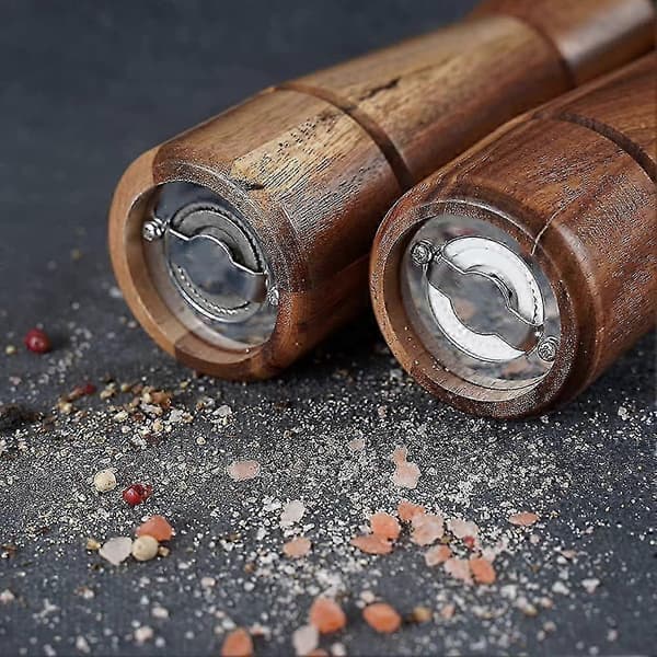 Salt- og peberkværnsæt, justerbar keramisk kværn saltkværn, rustfrit stål