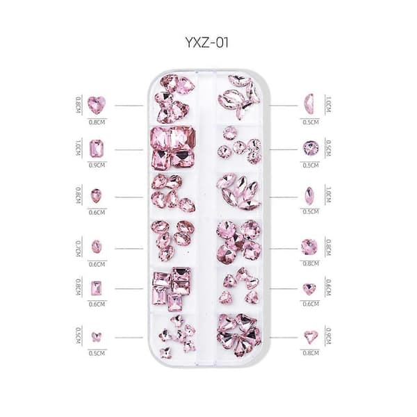 Glas Kristall Design 3D Nagelkonst Dekorationer Charm Diamant Smycken Multi-Form