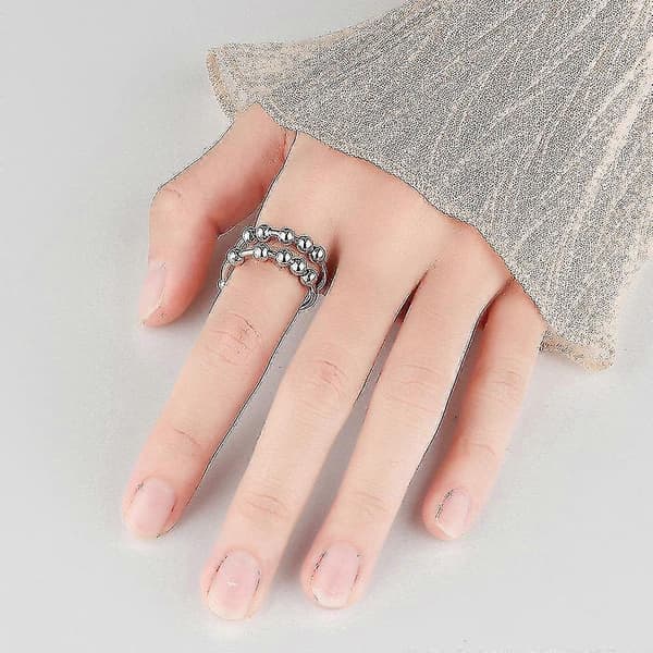 Anti-stress Ring Dobbel Justerbar Kobber Platinum Sølv