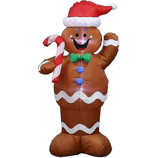 Uppblåsbar Pepparkaksgubbe, Pepparkaksgubbe, Uppblåsbar Juldekoration, Lämplig För Inomhus- Och Utomhusbruk, Utrustad Med LED-lampor, Belysningskoppling