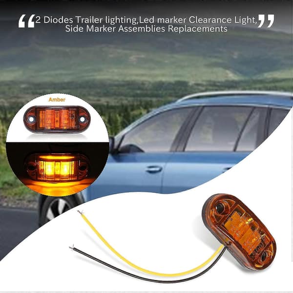 4X Gul LED 2.5 tommer 2 Diode Lys Oval Klarering Tilhenger Lastebil Side Markeringslys