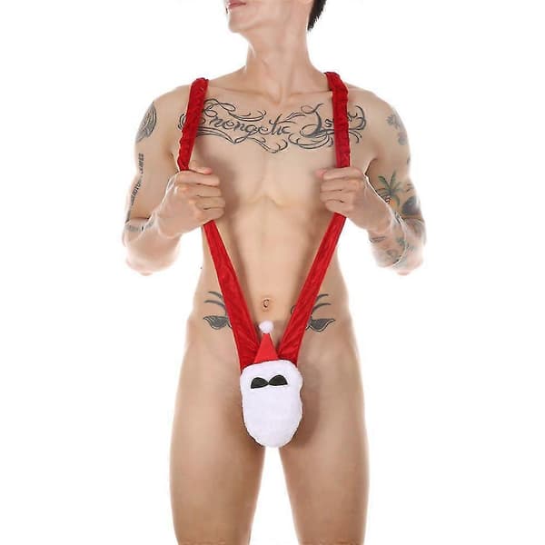 Jule Jockstrap for menn Julenissen Mankini Stringtruser Leotard Sexy Undertøy Truser Bodysuit
