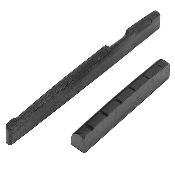 Översadel och stallsadel av kamelben för 6-strängad akustisk gitarr (Svart)