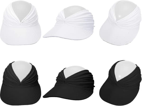 Solhattar för kvinnor, 2-pack sommarstrandhatt UPF 50+ UV bredbrättad topless solhatt