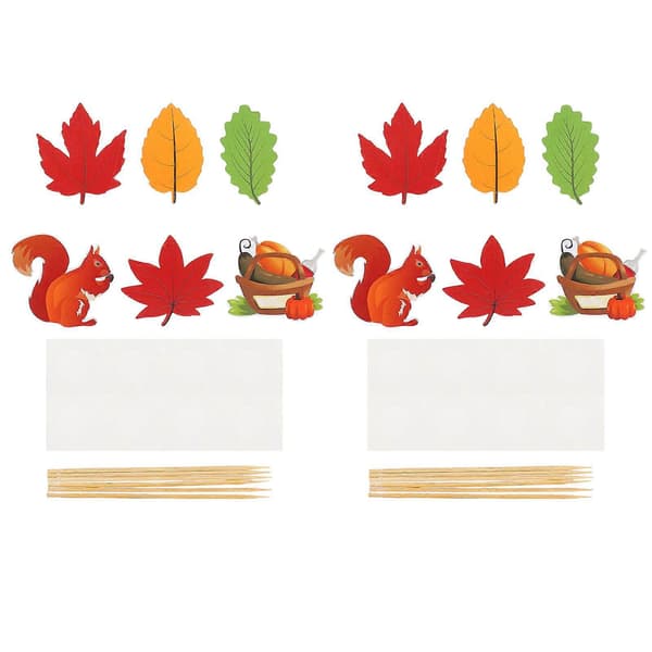12 stk. Frugtkage Appetizer Picks Thanksgiving Cupcake Picks Efterårstema Cupcake Topper Blad