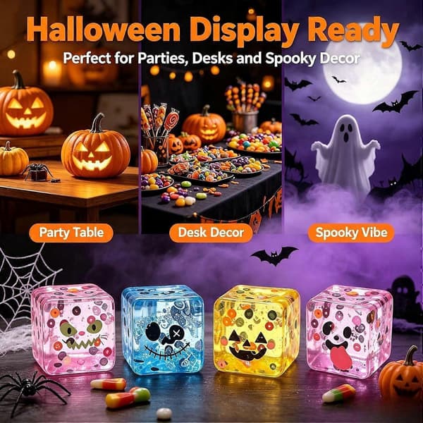 Halloween Ice Cube Shape Squishy Toy, Långsamt stigande klämleksak för stresslindring för inomhus utomhus hemmafestlayout C(Random 5cm 1pcs)
