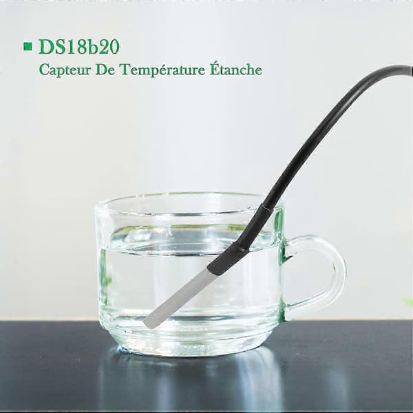 DS18B20 Temperaturføler Probe - Sett med 2 Vanntette DS18B20 Rustfrie Stålsensorer Edition d