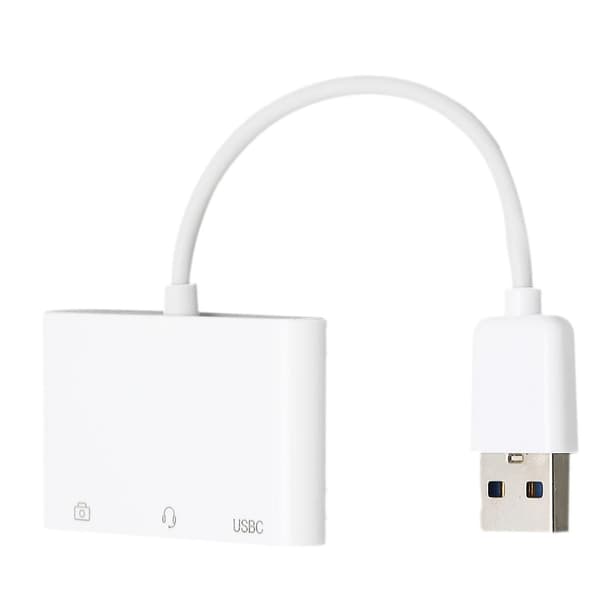 Headset Oplader Adapter Multifunktionel Opgraderingsoplevelse 3 i 1 Han til Hun USB3.0 til 3,5 mm Adapter
