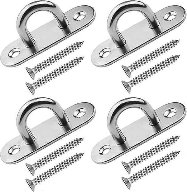 4 Stykker Rustfrit Stål Loftkrog 3,1 tommer Pad Øjeplade Marine Hardware Hæfte Krog Løkke Skruer Montering