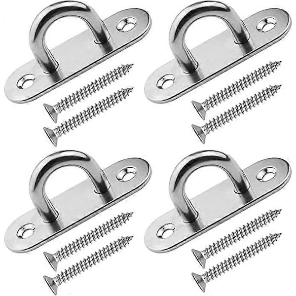 4 Stykker Takfeste i Rustfritt Stål 3,1 tommer Pad Eye Plate Marine Hardware Staple Hook Loop Skruer Feste