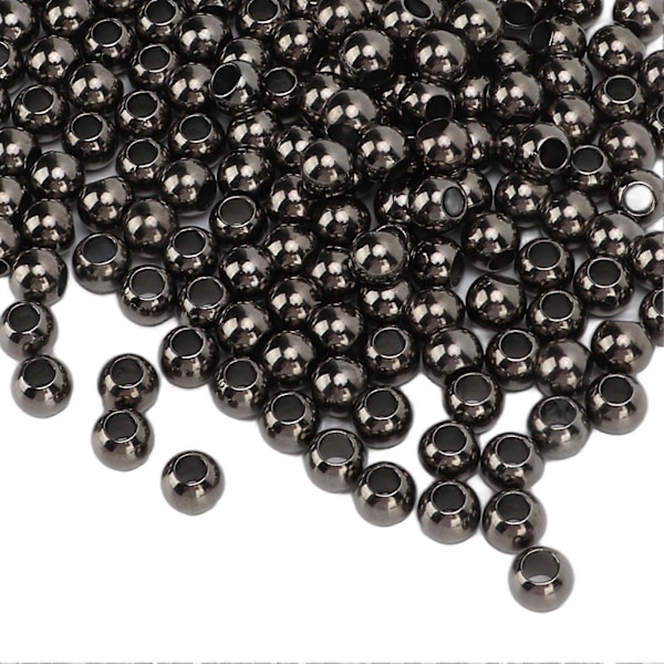 200 st Distanspärlor Stort Hål Runda 5mm/0.2in Öppning 10mm/0.4in Smycken Harts Distanser för Armband Halsband 10mm Pistol Färg
