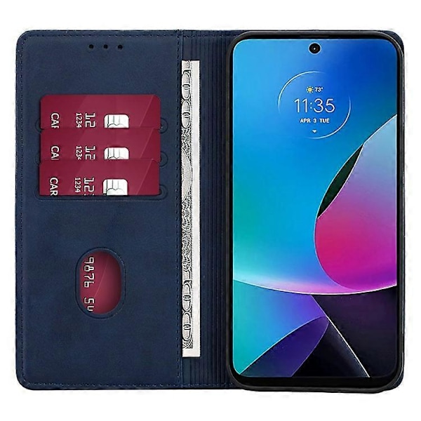 Kompatibelt Skal för Motorola Moto G54 5G Anti-scratch Kalvtextur PU Läder+TPU Plånboksfodral Azure