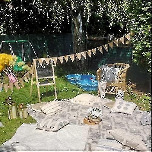 11m Linned Bunting, 48 Stk. Rustik Vimpelguirlande, Hessian Bunting til Bryllupsdekoration