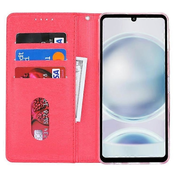 Kompatibel til Sharp Aquos Sense 8 Wallet Case Silke Tekstur Læder Flip Beskyttende Telefon Cover Red