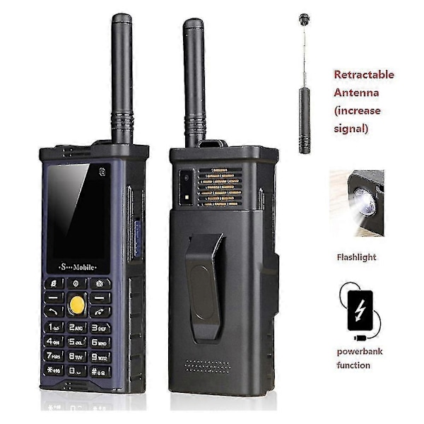 Robust udendørs mobiltelefon med stor batterikapacitet, lang standbytid, antenne, godt signal, fire SIM-kort, 3D-bokshøjttaler, E-bog - Mørkeblå, 2024 Tian