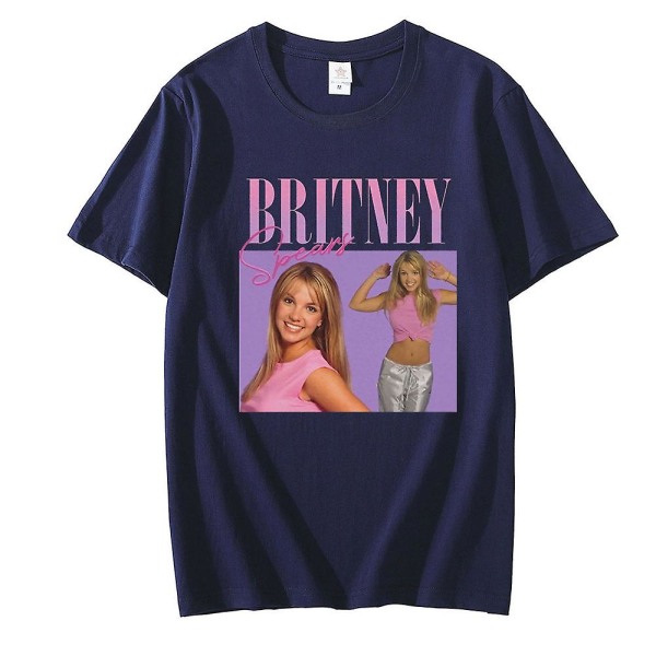 Britney Spears Vacker foto T-shirt dam Hipster bomull Casual kvinnlig Harajuku kortärmade toppar t-shirt blue S