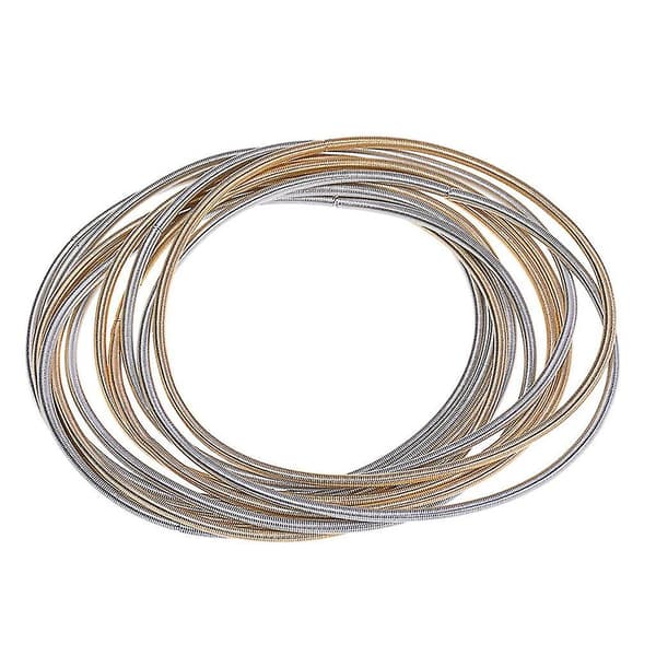 Hopfällbart armband i kolstål, stapelbart, gitarrsträngsfjäderarmband