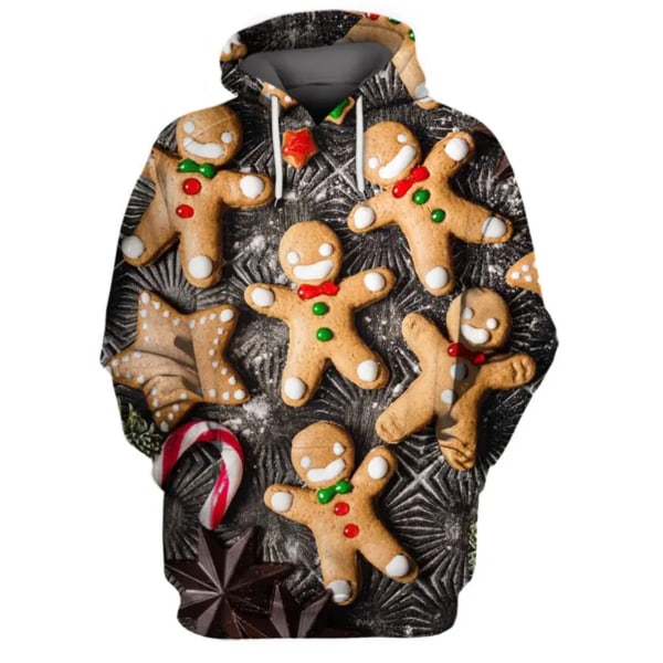 Herr jul 3d hoodies Sweatshirt Print Pepparkakor Casual Harajuku Toppar Höst Vinter Oversized Lyxkläder style 1 5XL