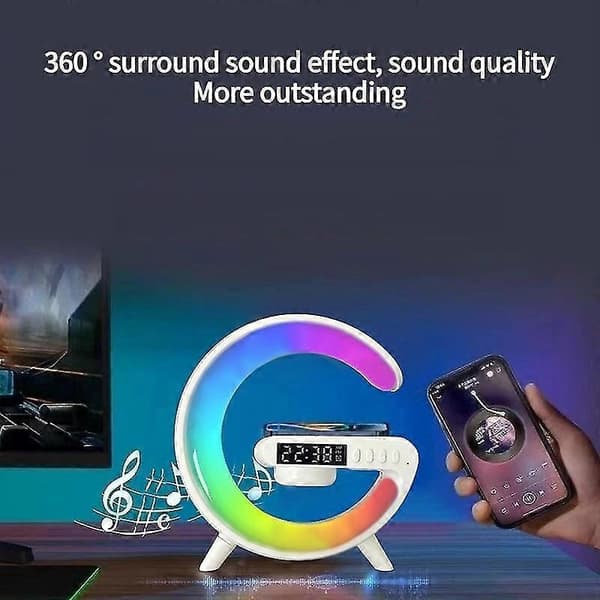 4-i-1 G Form Bluetooth Højttaler med RGB Lys Ur G63