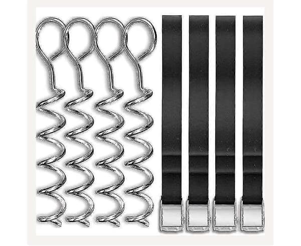 4 Stabile Ankerfeste Sett For Trampoline Bakkeanker Kit - Rustfrie Galvaniserte Stålplugger For Hage Camp Trampoline Huske Med 4 Solide Stropper 2