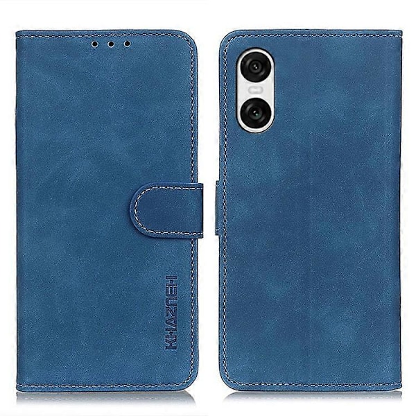 KHAZNEH Kompatibel med Sony Xperia 10 VI Etui Retro Læder Stand Folio Telefon Cover Blue