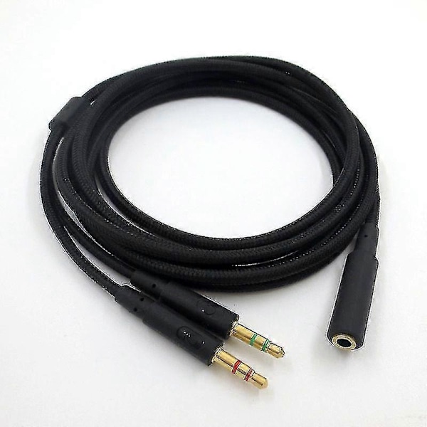 3,5 mm Universal 2 i 1 Gaming Headset Audio- Forlængerkabel kompatibelt med Cloud II/Alpha-/Cloud Flight/Core Hea-B2