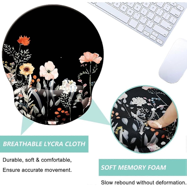Musmatta med handledsstöd, Ergonomisk musmatta med handledsstöd i memory foam, Halkfri gummibas för gamingmusmatta för hemmakontor dator L