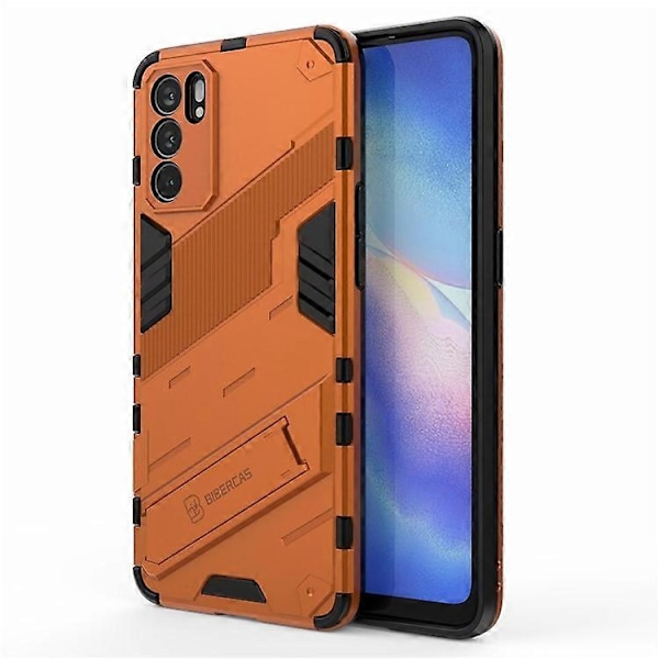 Defender Stöttåligt Militärt Hållbart Robust PC + TPU Skal med Ställ Kompatibelt För Oppo Reno6 5G Orange