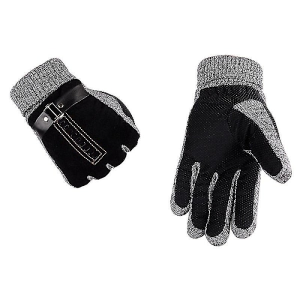 Vinter varma handskar för män Äkta mocka Grisläder Handskar Vantar Tjocka Cykel Motorcykel Handskar Män Stickade Guantes Brown a