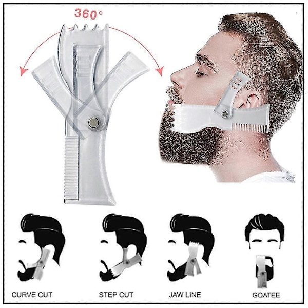 Skægformningsværktøj Trimmer Skabelon Guide til barbering Stencil med kam i fuld størrelse til opretning