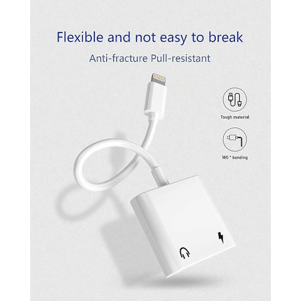 [2 i 1] Hörlursadapter för iPhone 11 Apple Lightning till 3,5 mm Jack Aux Ljud Dongle Hörlurar Biltillbehör Kompatibel Ljud Hörlursadapter