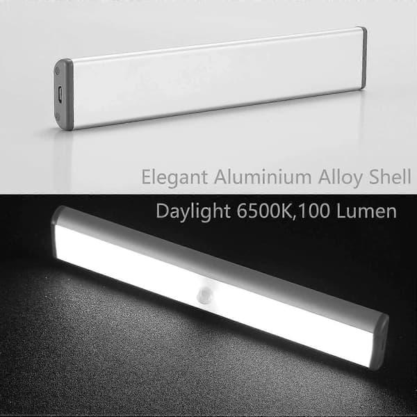 3-delt sett med 10 LED-lys, trådløse, USB-oppladbare, magnetiske, bevegelsessensor, 2 lysmoduser, bærbare. Skaplys