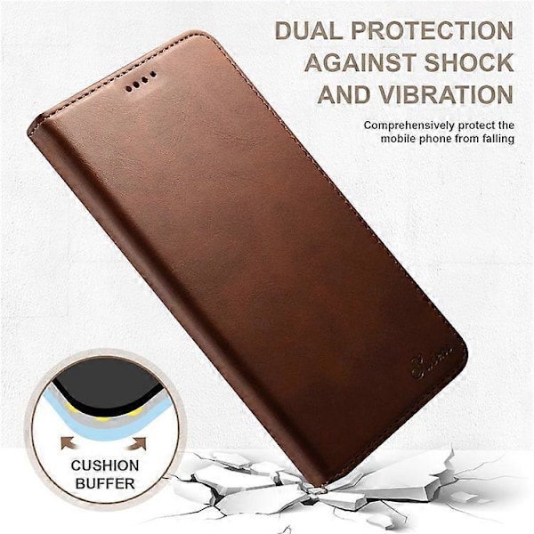 SUTENI Kompatibelt för iPhone 15 Pro Max Enkelt Läderfodral Plånboks Telefonfodral Brown