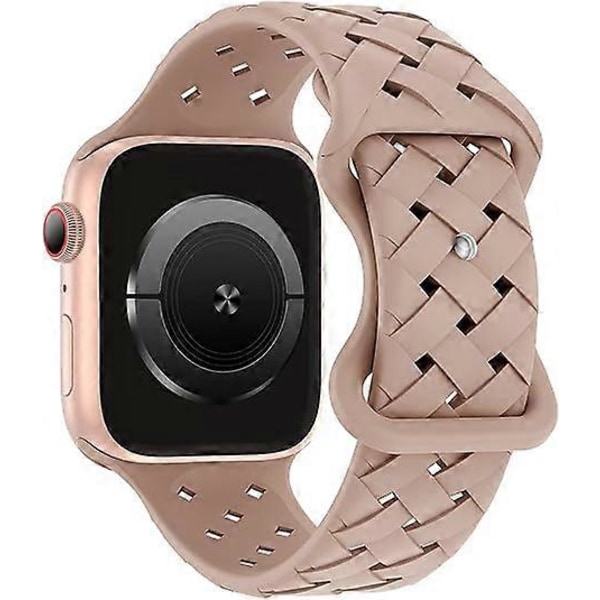 Silikonvävt klockarmband kompatibelt med Apple Watch 38mm 40mm 41mm 42mm 44mm 45mm 49mm, ersättningsarmband för sport, andningsbart, svart