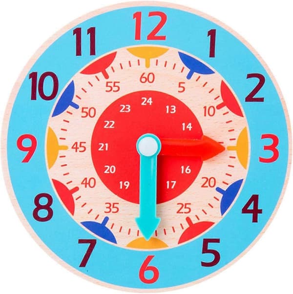 Lasten opettavainen puinen seinäkello