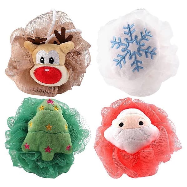 4 stk. Badebolde Kreativ Julestil Kropsskrubber Eksfolierende Badebold