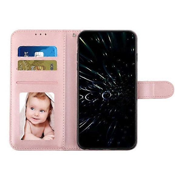 Yhteensopiva Oppo A3x 4G / 5G (Intia) / A3 4G / 5G / A40 4G / A60 5G -puhelinmallien kanssa, suojakotelo, jalustallinen, läppämallinen, suojaava nahkainen puhelinkotelo PinkGold