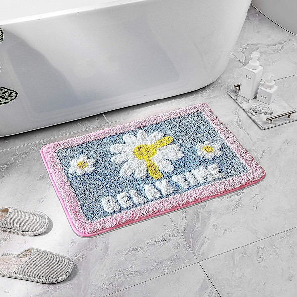 Tflycqpink Daisy Flower Badrumsmattor Halkfria duschbadkarmattor Badkarsmatta för badrumsbadkar Utomhusmattor Sovrum Vardagsrum Kök Mattor Dörrmatta
