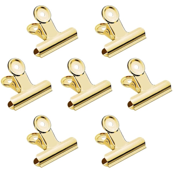 20 stk. 2 tommer Polerede Stålclips, Metal Bulldog Binder Clips, Store Hængsel Papirclips Klemmer til Madposer (Guld)