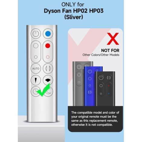 1 fjernkontroll for Dyson HP02 HP03, infrarød 3.0, sølvfarget ABS, vifte