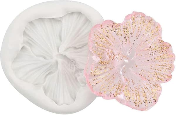 Håndlaget Resin Silikon 3d Hibiscus Blomst Form (hvit) 4 Stykker