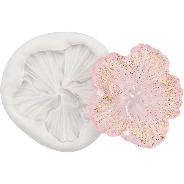 Käsintehty hartsi silikoni 3D Hibiscus kukka muotti (valkoinen) 4 kpl